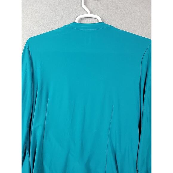 Perceptions Green 3/4 Gathered Sleeve Tie Front Cardigan Women's Plus 2X Stretch - Picture 8 of 13